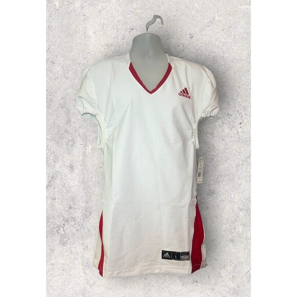 adidas Men's Size Large Techfit Hyped Football Jersey Size White Red NEW - Picture 1 of 6